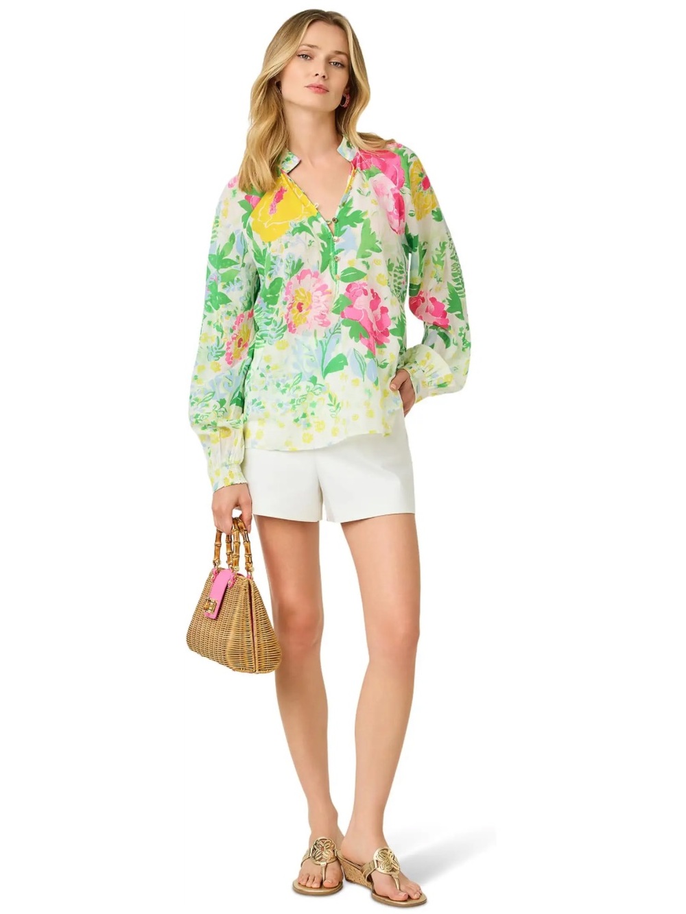 Lilly Pulitzer Renisha Long Sleeve Top in Multi Poppy Party